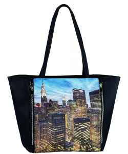 Large Tote Womens New York Magazine Purse Handbag A81053 -4 BLACK